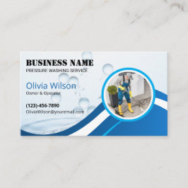 Tarjeta De Visita Servicio de limpieza azul del lavado de presión de