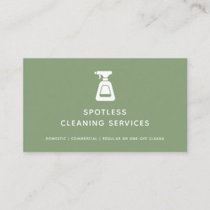 Tarjeta De Visita Servicio de limpieza Botella Maid Sage Green Spray