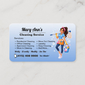 Tarjeta De Visita Servicio de Limpieza Casa Azul