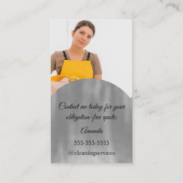 Tarjeta De Visita Servicio de limpieza Casa Conservando Gris Foto de