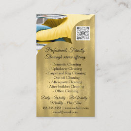 Tarjeta De Visita Servicio de limpieza Casa Conservando Oro de Foto 