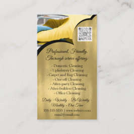 Tarjeta De Visita Servicio de limpieza Casa Conservando Oro de Foto 