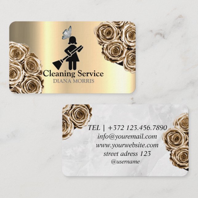 Tarjeta De Visita Servicio de limpieza Casa de la Mujer Manteniendo  (Anverso / Reverso)