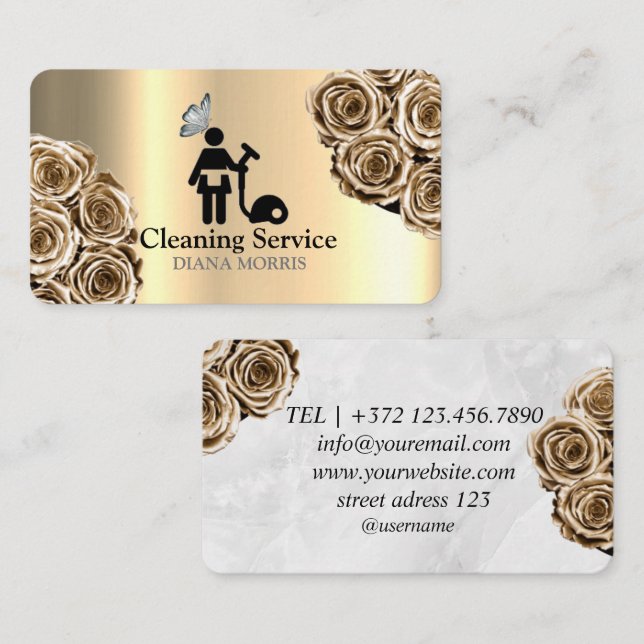 Tarjeta De Visita Servicio de limpieza Casa de la Mujer Manteniendo  (Anverso / Reverso)