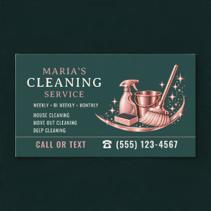Tarjeta De Visita Servicio de limpieza Casa Doncella Rosa Turquesa