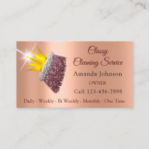 Tarjeta De Visita Servicio De Limpieza Clásica Enseñanza Rosa Crow