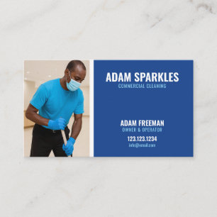 Tarjeta De Visita Servicio de limpieza comercial de fotografías azul