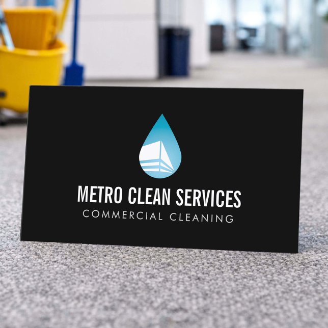 Tarjeta De Visita Servicio de Limpieza Comercial Profesional Negro (Subido por el creador)