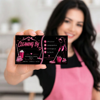 Tarjeta De Visita Servicio de limpieza con brillo rosa Identidad de