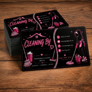 Tarjeta De Visita Servicio de limpieza con brillo rosa Identidad de