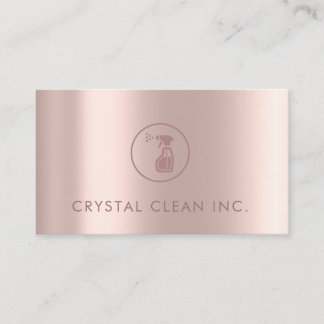 Tarjeta De Visita Servicio de limpieza con clase Rosa de oro simple