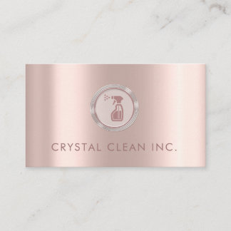 Tarjeta De Visita Servicio de limpieza con clase Rosa de oro simple