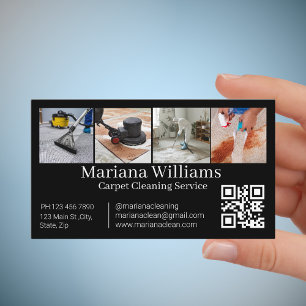 Tarjeta De Visita servicio de limpieza de alfombras 4 fotos código q