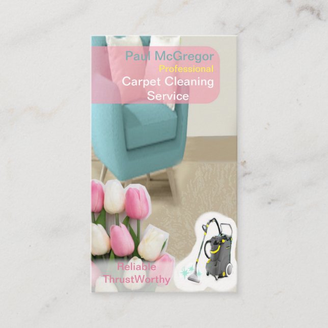 Tarjeta De Visita Servicio de Limpieza de Alfombras Profesionales (Anverso)