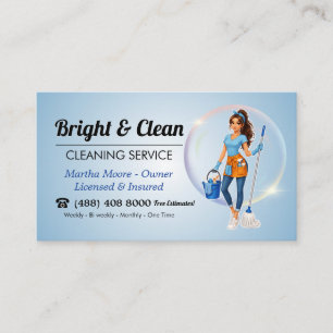 Tarjeta De Visita Servicio de limpieza de ama de llaves azul persona