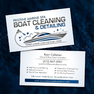 Tarjeta De Visita Servicio de limpieza de barcos de Detallado Marino