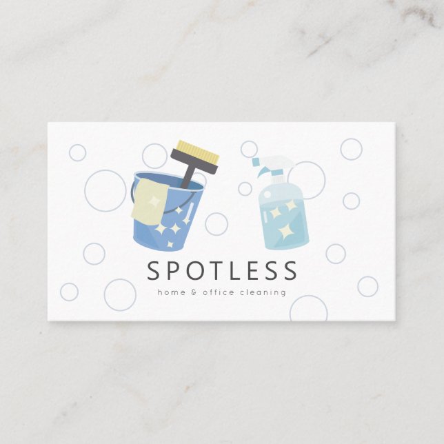 Tarjeta De Visita Servicio de limpieza de botellas y cubos de pulver (Anverso)