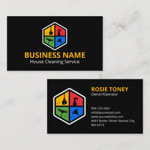Tarjeta De Visita Servicio de Limpieza de Casa con Logo de Color Mod