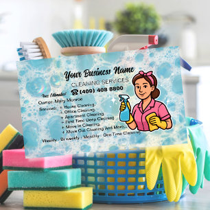 Tarjeta De Visita Servicio de limpieza de casa de doncella clásica A