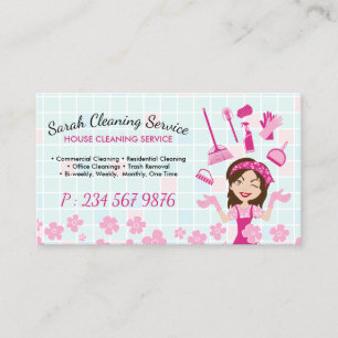 Tarjeta De Visita Servicio de limpieza de casa de doncella floral ro