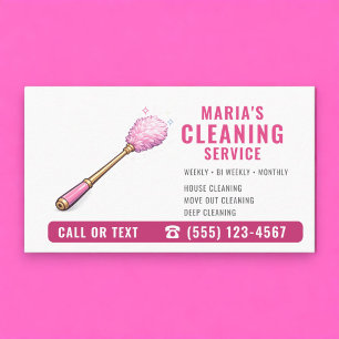 Tarjeta De Visita Servicio de limpieza de casa de doncella rosa