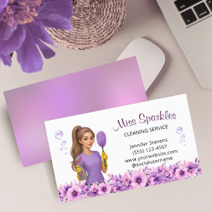 Tarjeta De Visita Servicio de limpieza de casa lindo Floral