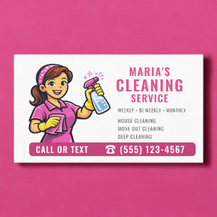Tarjeta De Visita Servicio de limpieza de casa Pink Maid