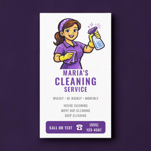 Tarjeta De Visita Servicio de limpieza de casa Purple House