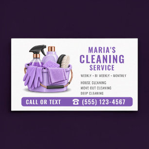Tarjeta De Visita Servicio de limpieza de casa Purple Maid Profesion