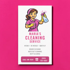 Tarjeta De Visita Servicio de Limpieza de Casa Rosa