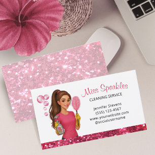 Tarjeta De Visita Servicio de limpieza de casas adorable Maid Sparkl