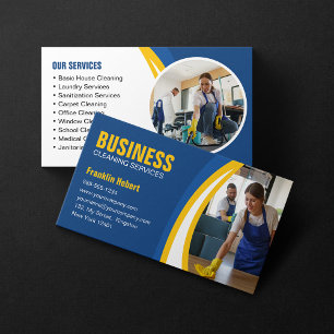 Tarjeta De Visita Servicio de limpieza de casas ama de llaves Blue Y