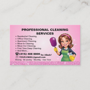 Tarjeta De Visita Servicio de limpieza de casas Ama de llaves rosa S