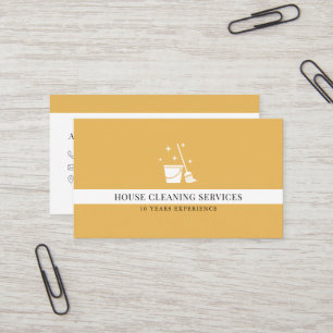 Tarjeta De Visita Servicio de limpieza de casas amarillas