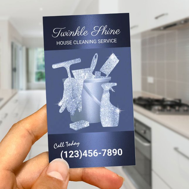 Tarjeta De Visita Servicio de limpieza de casas - Azul de la Marina  (Subido por el creador)