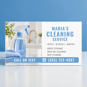 Tarjeta De Visita Servicio de limpieza de casas azul moderno