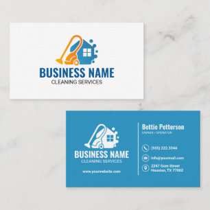 Tarjeta De Visita Servicio de limpieza de casas azul naranja