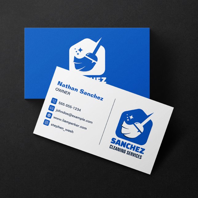 Tarjeta De Visita Servicio de limpieza de casas azules Servicio de l (Subido por el creador)