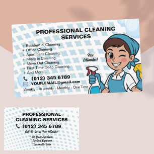 Tarjeta De Visita Servicio de limpieza de casas Blue Maid Janitorial