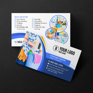 Tarjeta De Visita Servicio de limpieza de casas Blue Orange