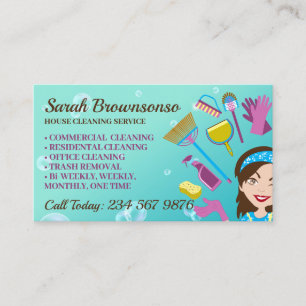 Tarjeta De Visita Servicio de limpieza de casas Bubble Janitorial