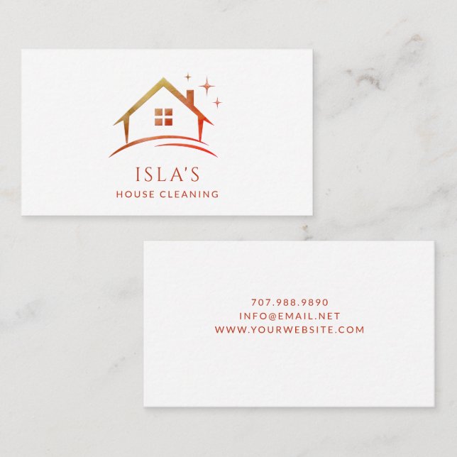 Tarjeta De Visita Servicio de limpieza de casas con brillo (Anverso / Reverso)