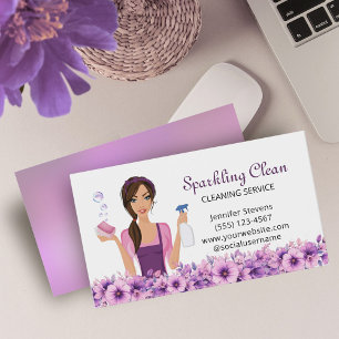 Tarjeta De Visita Servicio De Limpieza De Casas Cuestas Floral