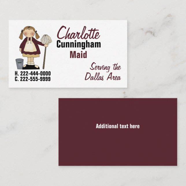 Tarjeta De Visita Servicio de limpieza de casas de Chicas de país (Anverso / Reverso)