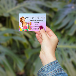 Tarjeta De Visita Servicio de limpieza de casas de clase Maid Blue O