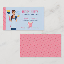 Tarjeta De Visita Servicio de limpieza de casas de doncella Polka