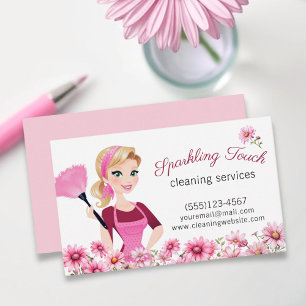 Tarjeta De Visita Servicio de limpieza de casas de flores doncellas