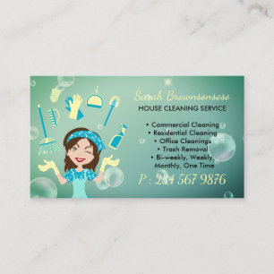 Tarjeta De Visita Servicio de limpieza de casas de mucama de dibujos