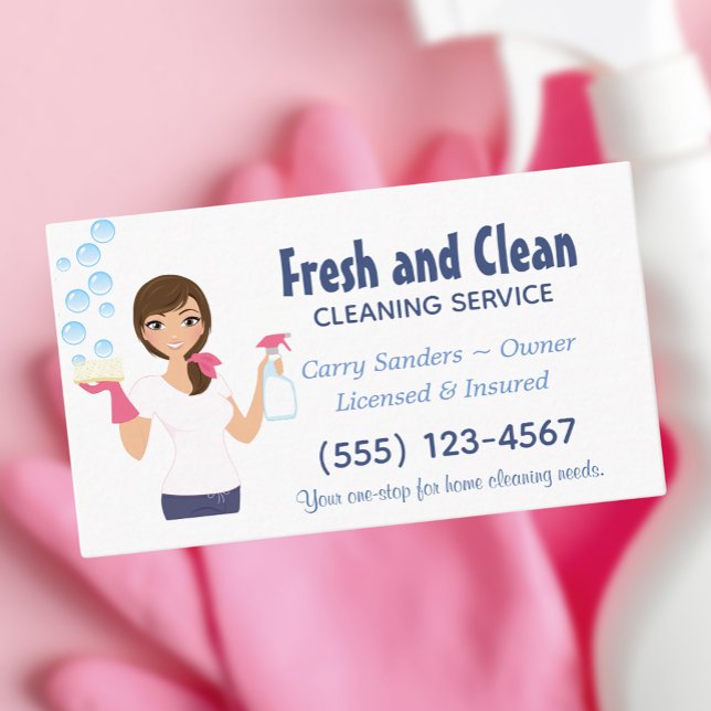 Tarjeta De Visita Servicio de limpieza de casas de personalizado (Subido por el creador)