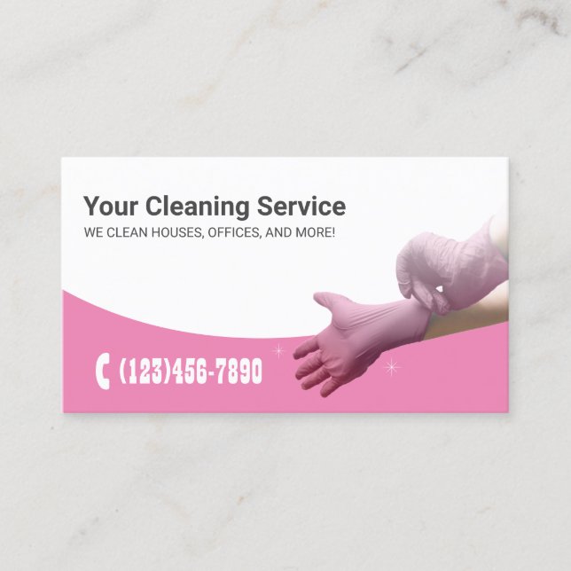 Tarjeta De Visita Servicio de limpieza de casas domésticas rosa (Anverso)